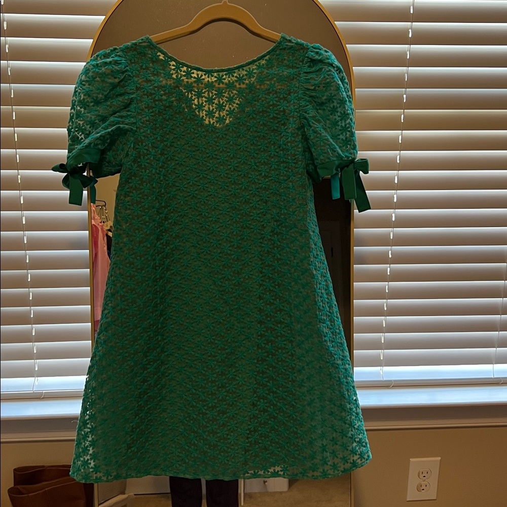 Crosby Kelly Green Embodied  with Button Back Accents A-line Dress